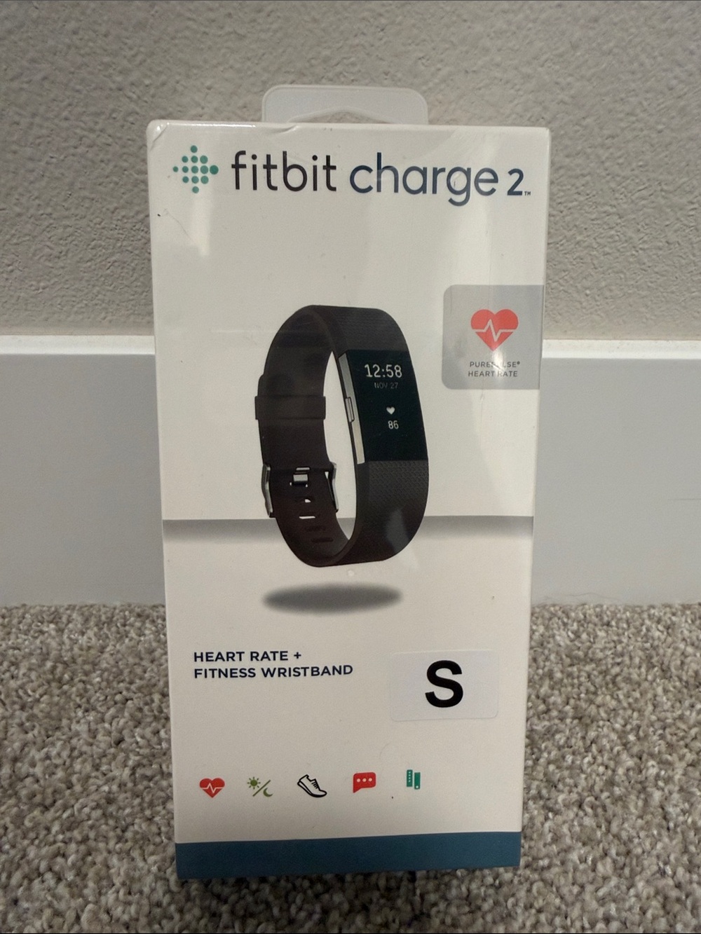 *NEW* Fitbit Charge 2 Fitness Band Sz Small Stainless Steel Tracker Black Band